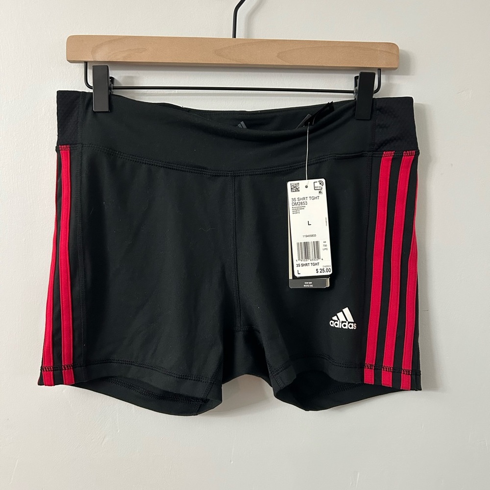 Adidas Black and Neon Pink Athletic Shorts with Compression Fit